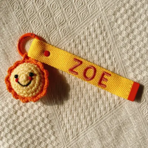 台灣製刺繡-刺繡姓名條-太陽黃-行李箱識別
